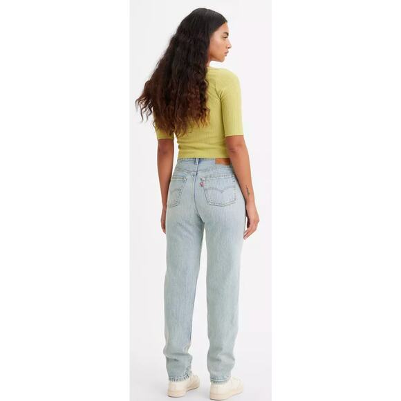 Women's 501 Levi's '81 Striped Denim High Rise Tapered Leg Mom Jeans A46990006 - Picture 7 of 11